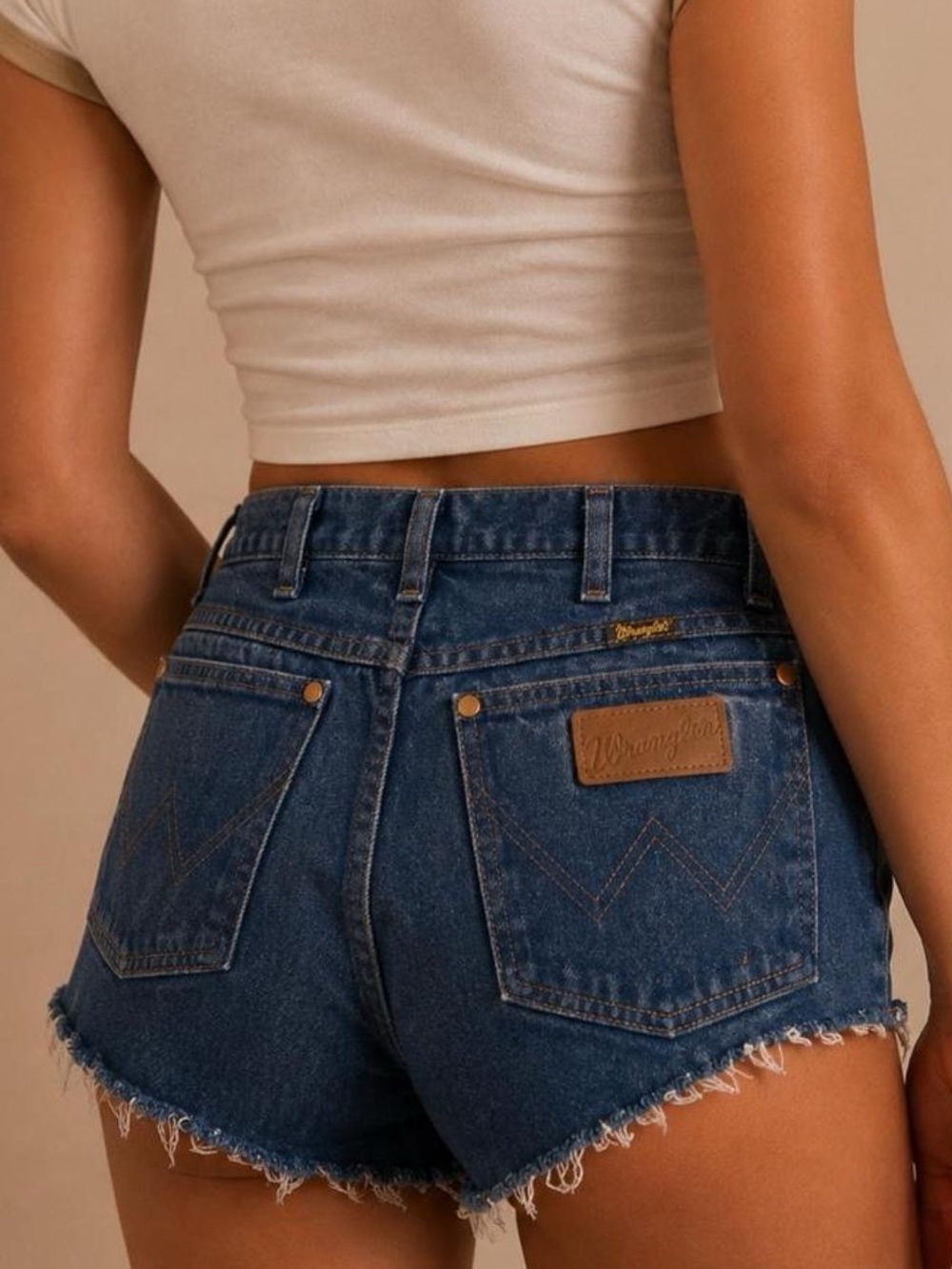 Vintage Wrangler Dark Blue High-Rise Denim Cutoff Shorts